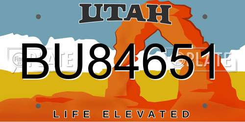 BU84651 Utah License Plate