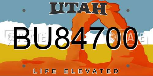 BU84700 Utah License Plate