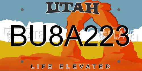 BU8A223 Utah License Plate