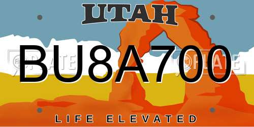 BU8A700 Utah License Plate