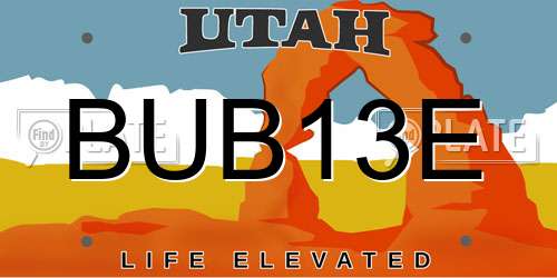 BUB13E Utah License Plate
