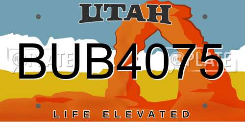 BUB4075 Utah License Plate