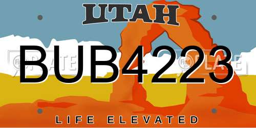 BUB4223 Utah License Plate