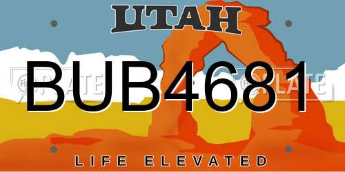 BUB4681 Utah License Plate