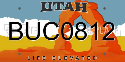 BUC0812 Utah License Plate