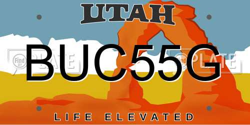 BUC55G Utah License Plate