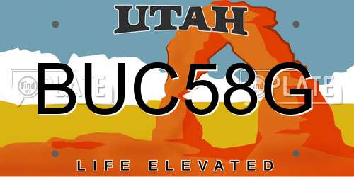 BUC58G Utah License Plate