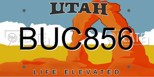 BUC856 Utah License Plate