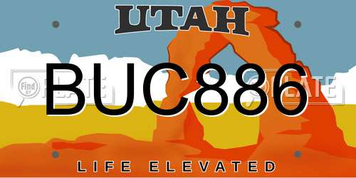 BUC886 Utah License Plate