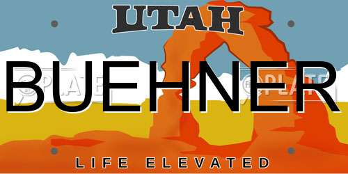 BUEHNER Utah License Plate