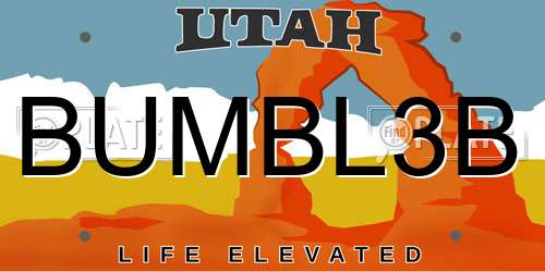 BUMBL3B Utah License Plate