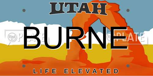 BURNE Utah License Plate