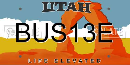 BUS13E Utah License Plate