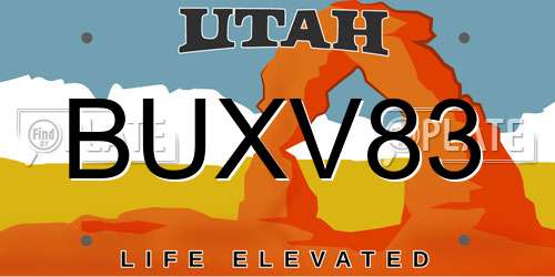 BUXV83 Utah License Plate