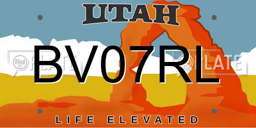 BV07RL Utah License Plate