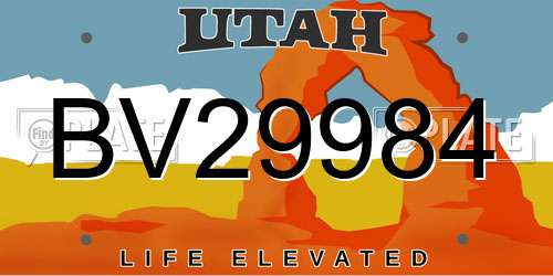 BV29984 Utah License Plate