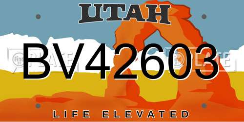 BV42603 Utah License Plate