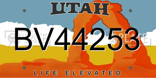 BV44253 Utah License Plate