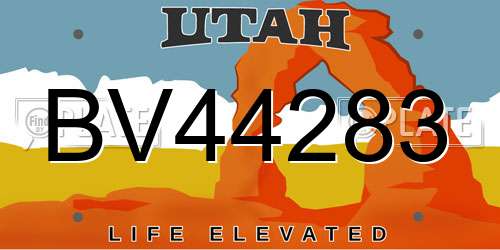 BV44283 Utah License Plate
