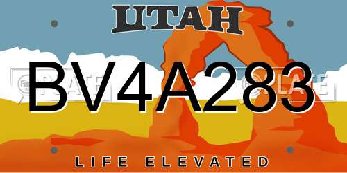 BV4A283 Utah License Plate
