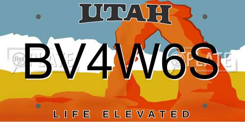 BV4W6S Utah License Plate