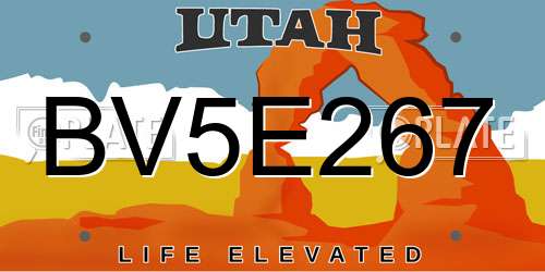 BV5E267 Utah License Plate