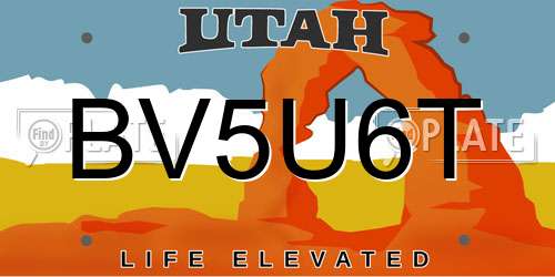 BV5U6T Utah License Plate