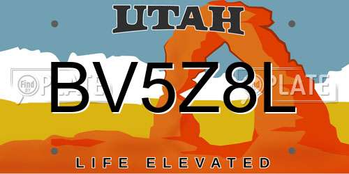 BV5Z8L Utah License Plate