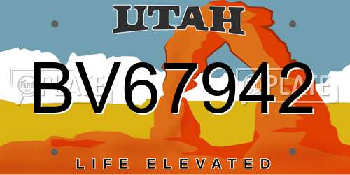 BV67942 Utah License Plate
