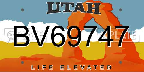 BV69747 Utah License Plate