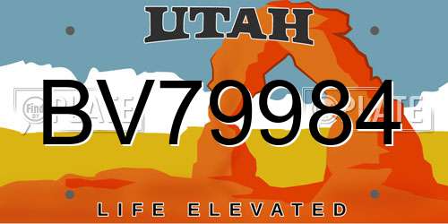 BV79984 Utah License Plate