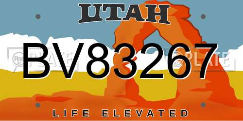 BV83267 Utah License Plate
