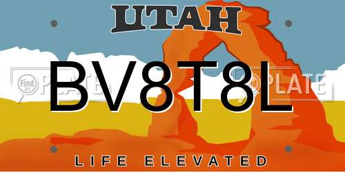 BV8T8L Utah License Plate