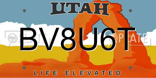 BV8U6T Utah License Plate