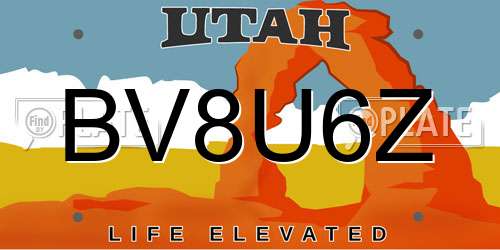 BV8U6Z Utah License Plate