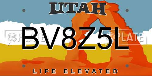 BV8Z5L Utah License Plate