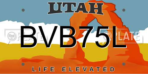 BVB75L Utah License Plate