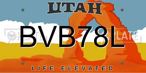 BVB78L Utah License Plate