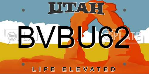 BVBU62 Utah License Plate