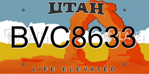 BVC8633 Utah License Plate