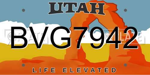BVG7942 Utah License Plate