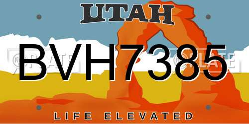BVH7385 Utah License Plate