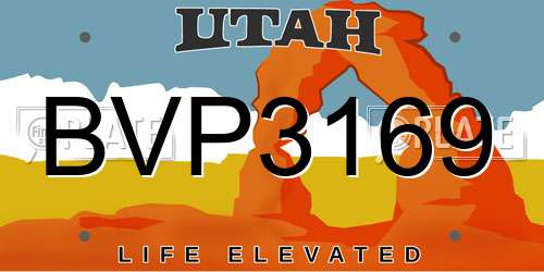 BVP3169 Utah License Plate