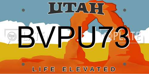 BVPU73 Utah License Plate
