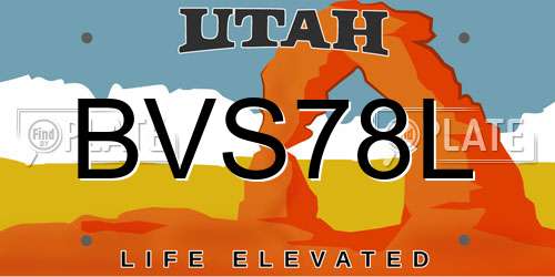 BVS78L Utah License Plate