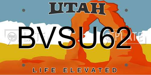 BVSU62 Utah License Plate