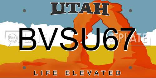 BVSU67 Utah License Plate