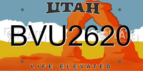 BVU2620 Utah License Plate