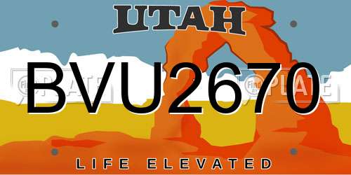 BVU2670 Utah License Plate