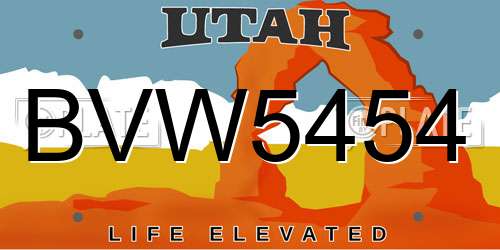 BVW5454 Utah License Plate